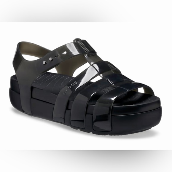 Crocs Splash Glossy Fisherman Sandals - Black - Picture 1 of 6